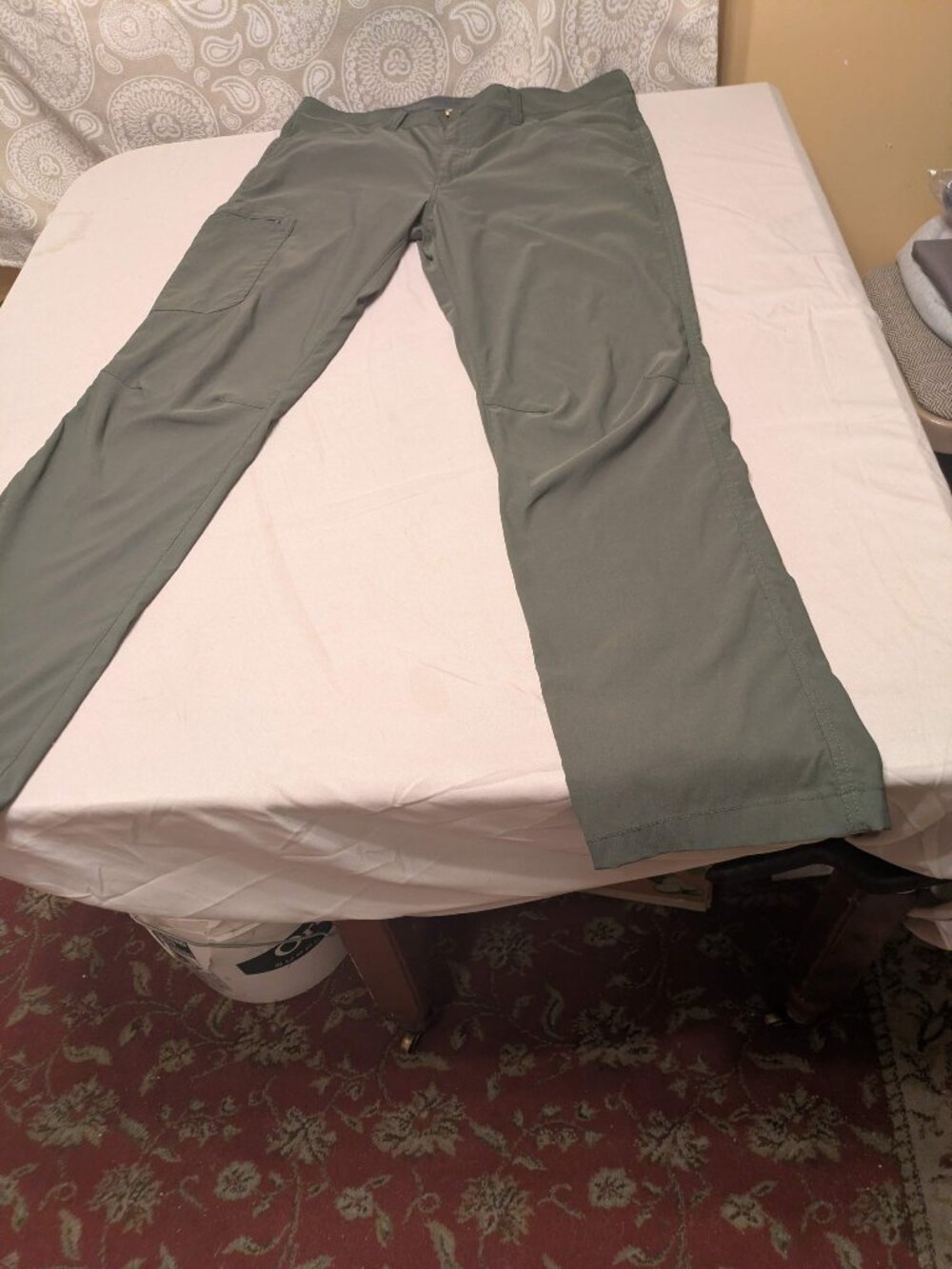 Eddie Bauer Outdoor Pants Men 36x33 Green Stretch Nylon Cargo Hiking Utility